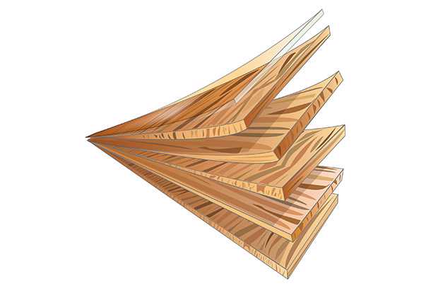 Illustration showing engineered hardwood construction